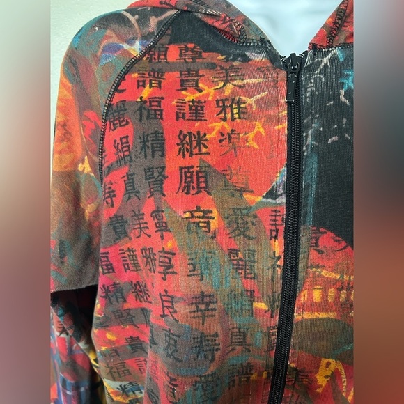 Chico’s Multicolor Oriental Artsy Graphics Cotton Zip Hoodie Women’s M - Picture 5 of 12